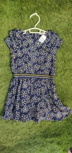 robe bleue a fleurs fille manches courtes