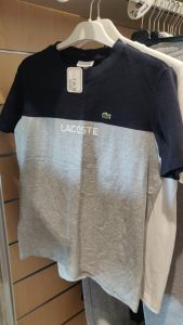 tee shirt garcon lacoste bicolore manches courtes